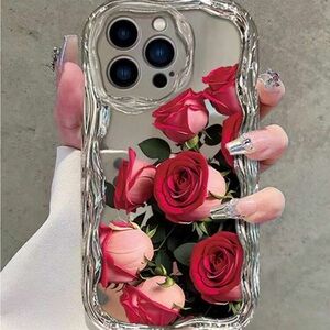 Rose Flower Painted Electroplated New Cream Pattern Wavy Edge Flower Painted